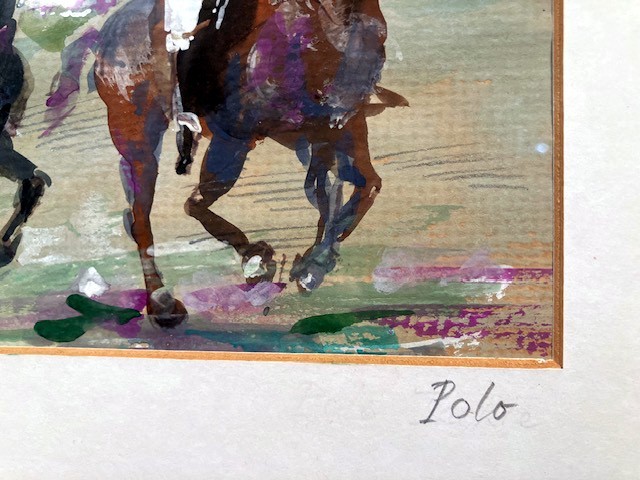 ORIGINAL Signed JOHN V EMMS Watercolor Painting POLO Match HORSES Equestrian ART gallery