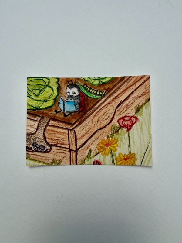 Original ACEO Watercolor Series Vegetable Garden Butterfly PaletteandPage Bugs gallery