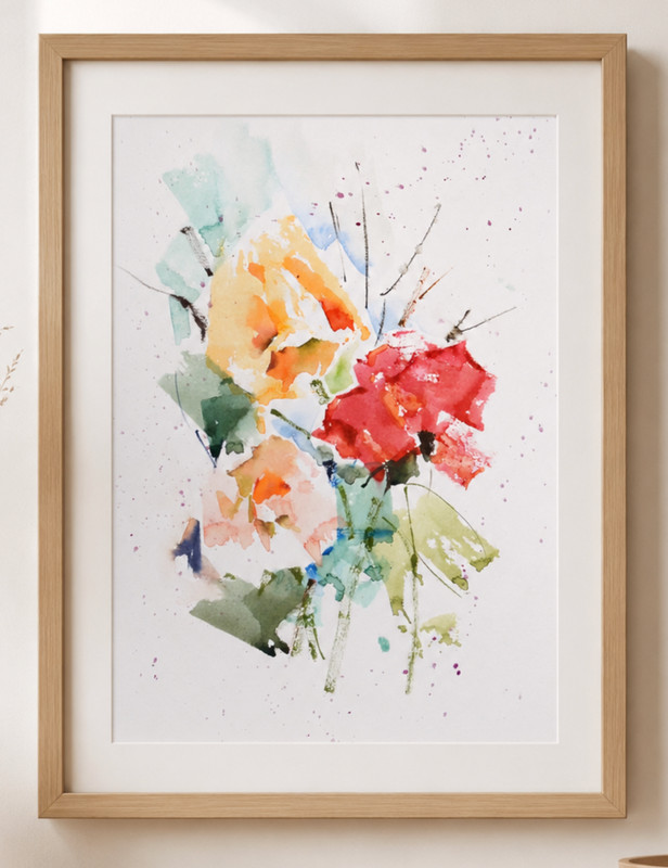 EUNOR | Original Abstract Floral Bouquet Watercolor Painting | Signed OOAK