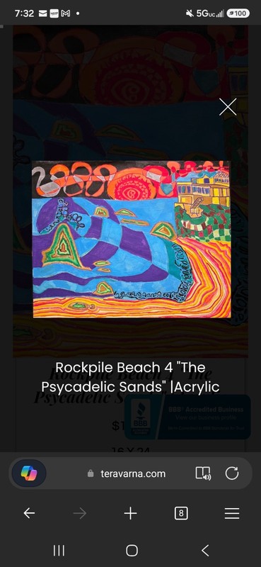 howardyosha "Rockpile Beach 4 The Psycadelic Sands" Abstract Acrylic 16x24 gallery