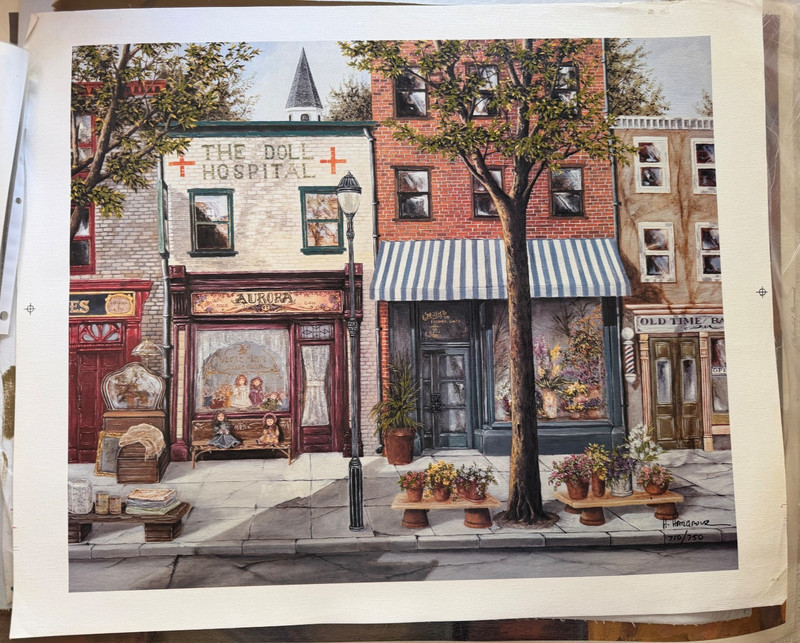 Vintage H. Hargrove Street Scene «Remember When» Decorative Print Large Art