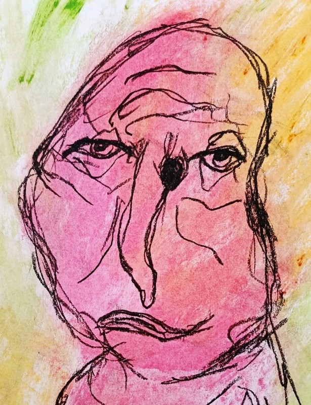Painting Portrait - Abstract Modern Art - Oil Chalk A4 Paper - Modern Art gallery
