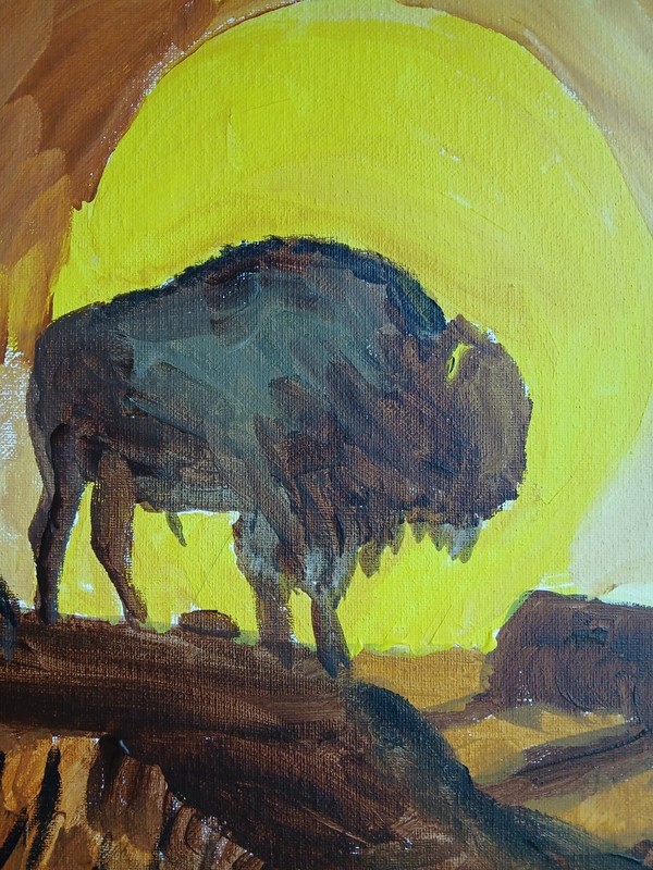 ABSTRACT/EXPRESSIONISM Buffalo Sunset 11x14 Modern Street ART Colorful Painting gallery