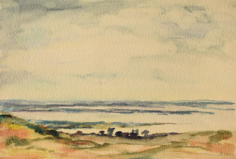 Ewald Becker-Carus 1902-1995 Hamburg / Aquarell 1932 Küste Schweden Stockholm