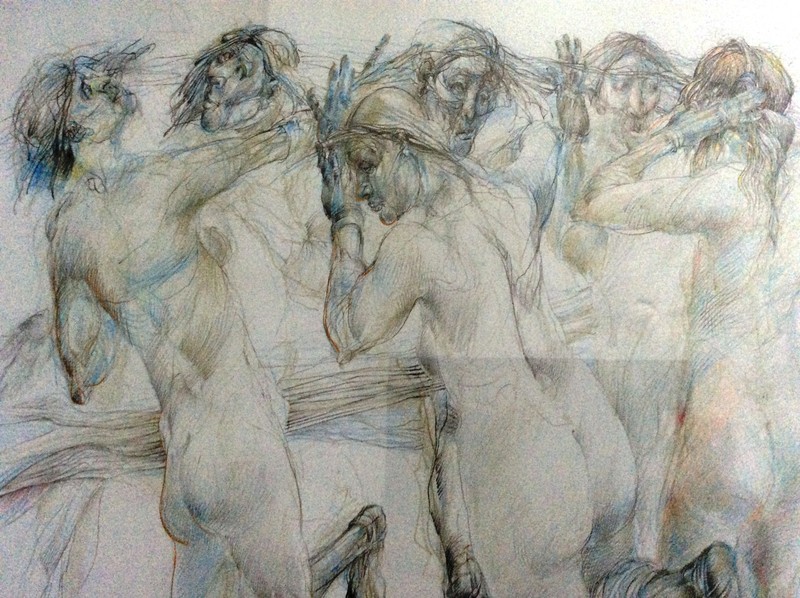 VLADIMIR GENADIEV (1946- ), Bulgaria , Color Pencils,Moving Figures,Signed,2007