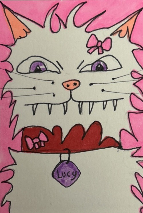 ACEO Cat Art Titled ‘Lucy’ (The Window Watcher!) By Lyn’et