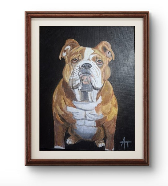 English Bull Dog 9×12 Painting Canvas Paper