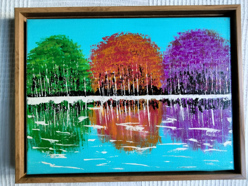Framed Original Hand Painted Acrylic Painting on Stretched Canvas 13″x10″x1.3″