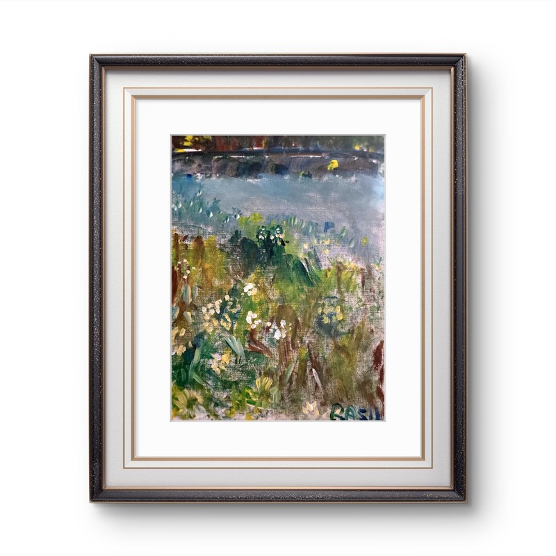 Abstract Expressionist Original Painting Canvas Panel Wildflowers Landscape