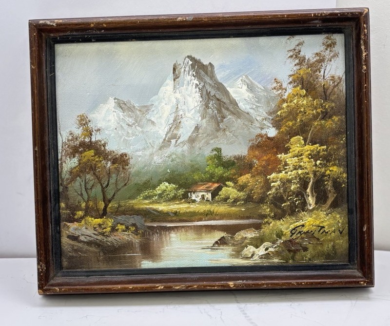 Vintage Framed George Whitman Signed 8×10 Oil PAINTING Landscape Forest W/CERT