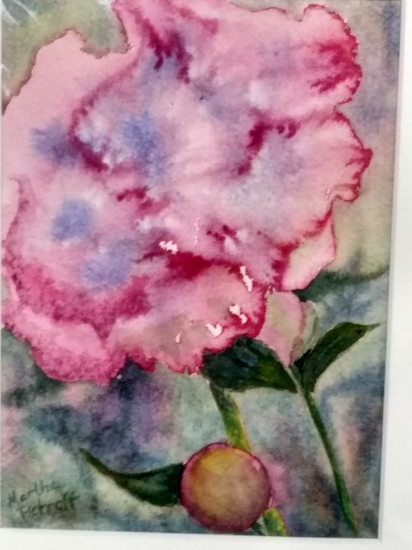 Floral Watercolor Painting Art Pink Geranium SIGNED Floral Flowers