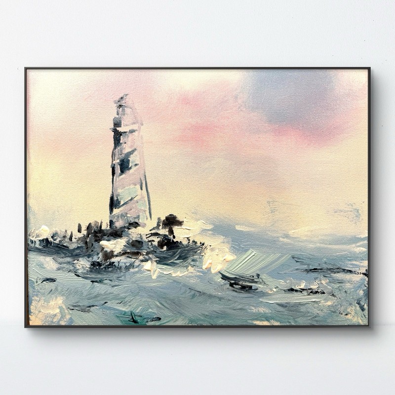 SAMATOWIC Lighthouse 11×14 Abstract Expressionism Signed Original Wall Art 340