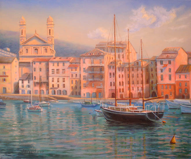 Corsica. Original framed oil on canvas 20"x24" painting from artist gallery