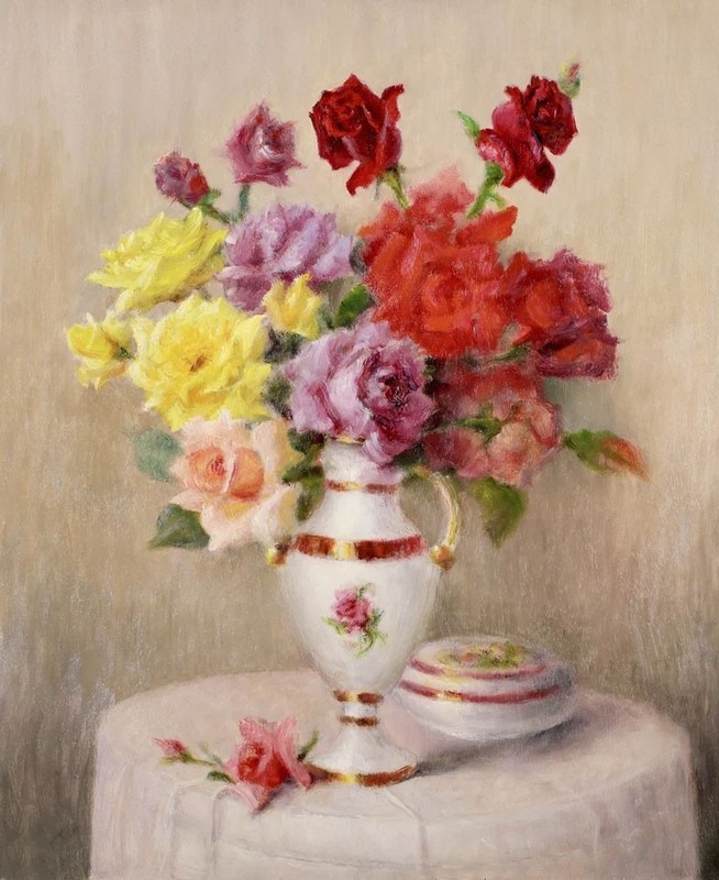 MQ866 Stretched Canvas Frame / Unframed Handmade Charm Flowers Oil Painting Art