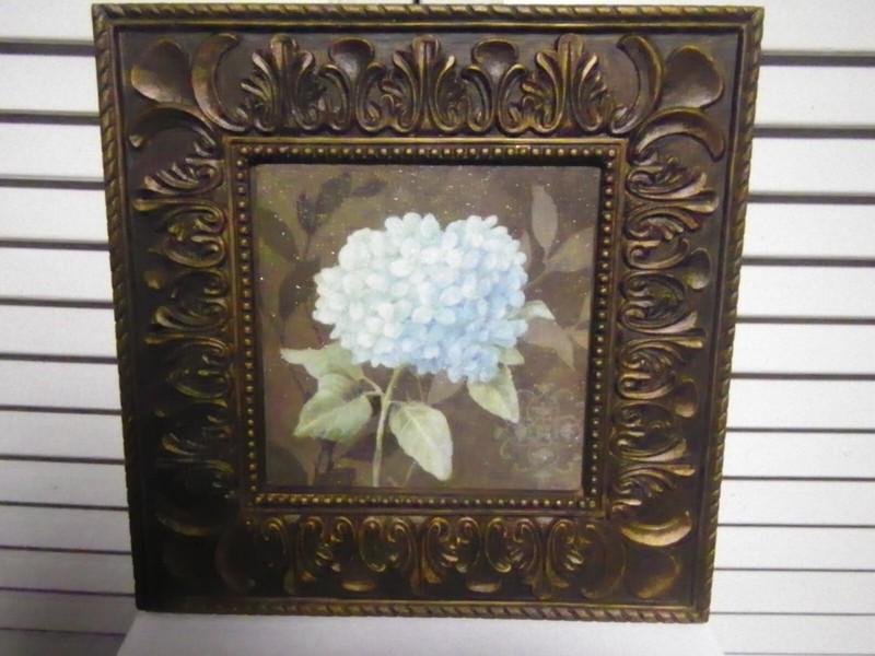 Blue Hydrangeas Oil Painting set of 2 signed by Cynthia Coulter with frame