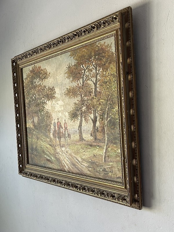 FINE ANTIQUE FIGURATIVE LANDSCAPE IMPRESSIONIST OIL PAINTING OLD HORSE HORSES gallery