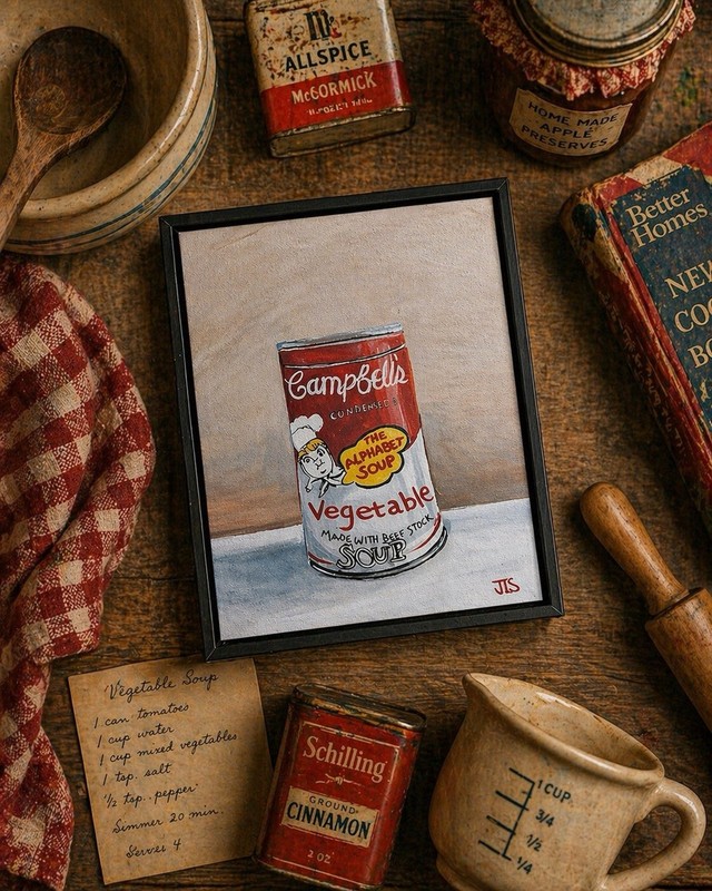 Vegetable Soup Can Painting 8×10 Framed Pop Art Kitchen Wall Art