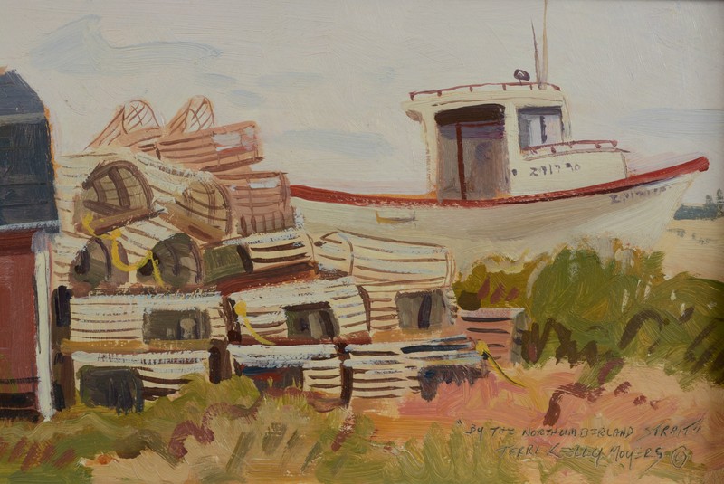 Terri Kelly Moyers Painting East Coast Fishing Boat & Lobster Pots US Listed gallery