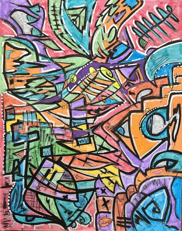 Modern Abstract Painting Graffiti Art Cubism AnimeCartoon Original Psychedelic