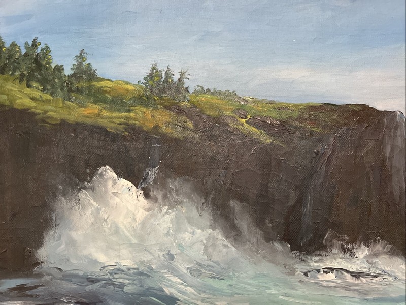 Winifred W Compton Oil ~Canvas Monhegan Island Coastal Scene 20th Century 18x24 gallery