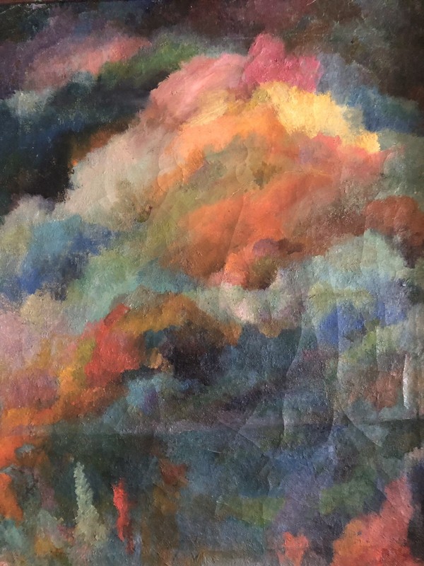 GRACE WOOD HERRING (1908-1992) "Atomic World” Ca 1950 Oil Abstract Framed gallery