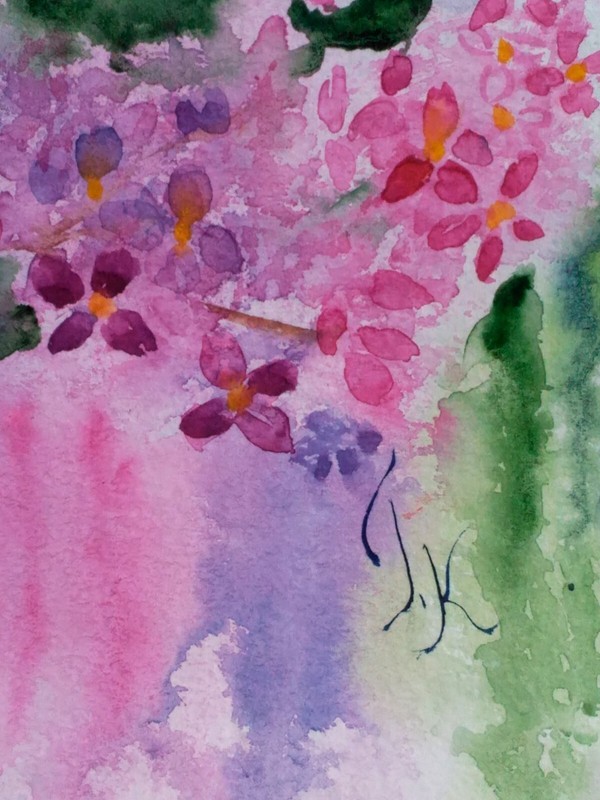 Lilac Painting Floral Original Art Flowers Watercolor Small Wall Art 17 x 12 in gallery