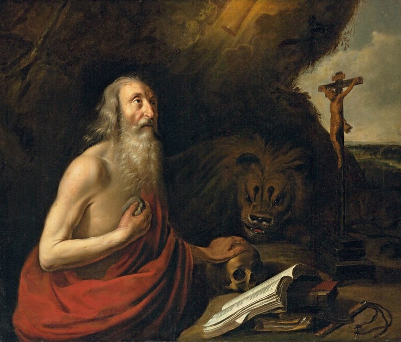 high quality oil painting handpainted on canvas «St Jerome in the desert»@13490