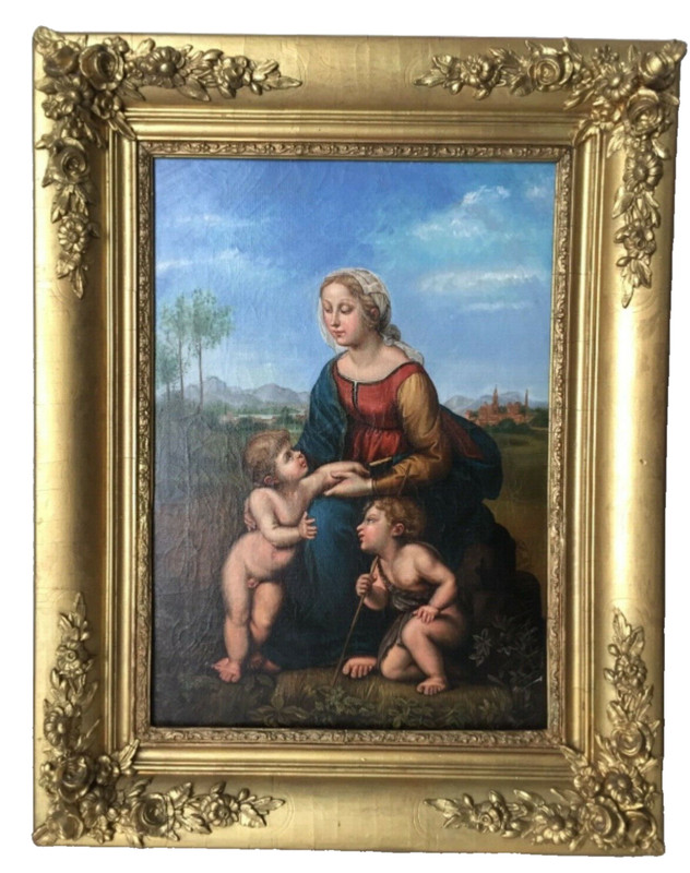 19th Century The Madonna and Child After RAFFAELLO SANZIO – Oil on Canvas