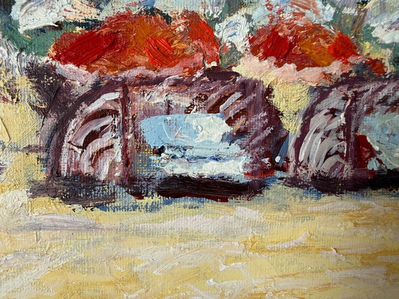 16x20 Original Oil Painting Impressionist Coronado Beach Hotel Scene gallery
