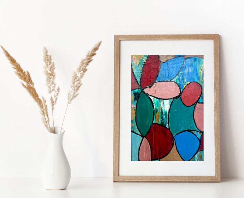 Abstract Painting Acrylic Original Colorful Modern Art 8×10 Matted Jimarieart