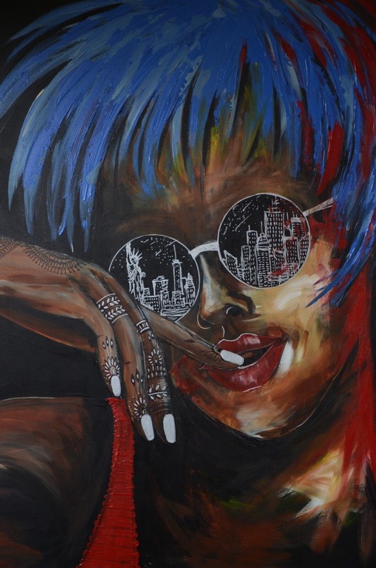 Oil painting EAST AND WESTmixed media original on canvas modern art of hope