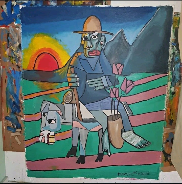 Painting Manuel Mané | «Farmer» | XXL Original Unique 1/1 | Signed | 140x160cm