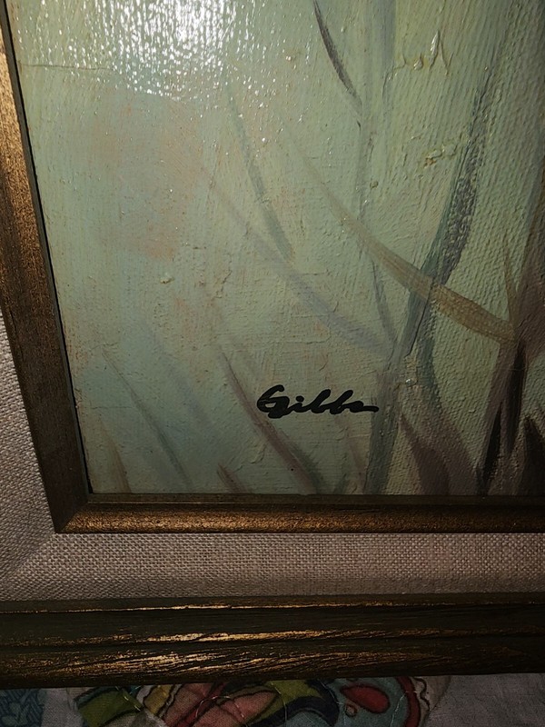 Vintage 60s Big Eyes Sad Eyes Child Clown On Oil Frame Matte Sign Gibbs 22x25 gallery