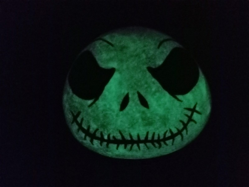 GLOW IN THE DARK! Sealed Hand Painted Jack Skellington River Rock By RR