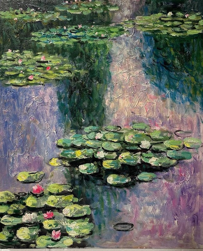 Modern Impressionist : Lily Pond, Oil on Canvas ,Inspired by Monet