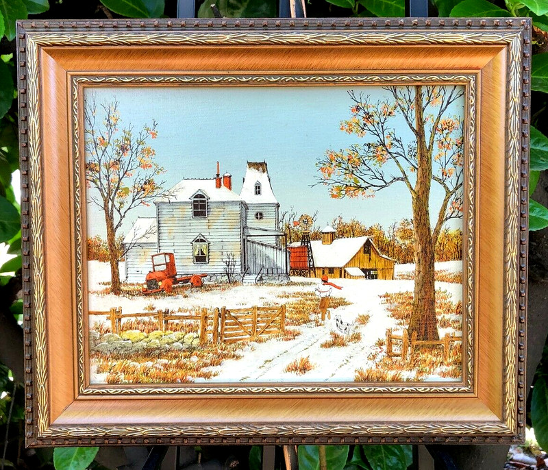Original Hand Painted Serigraph, Signed. «Old Home Place,» Colorful & Detailed.