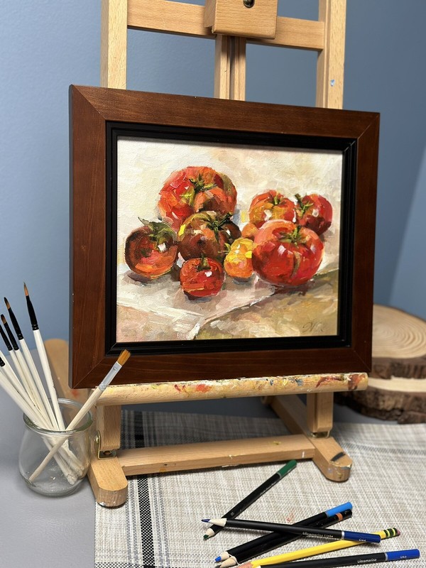 Tomato original oil painting a day, still life signed, fruit 8x10, 2022 gallery
