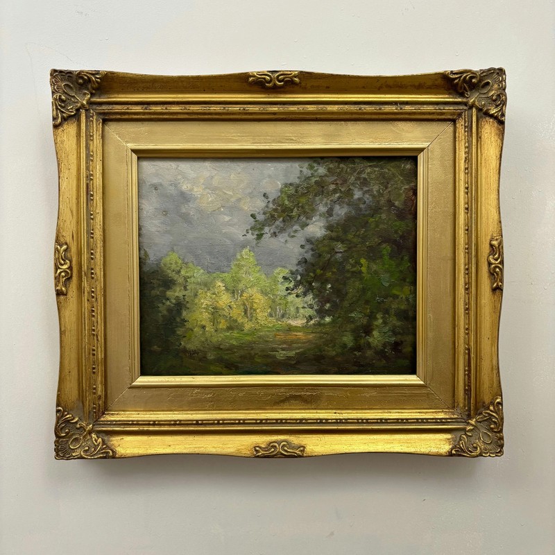 Traditional Landscape Oil Painting «Gilded Frame» Original Small Artwork