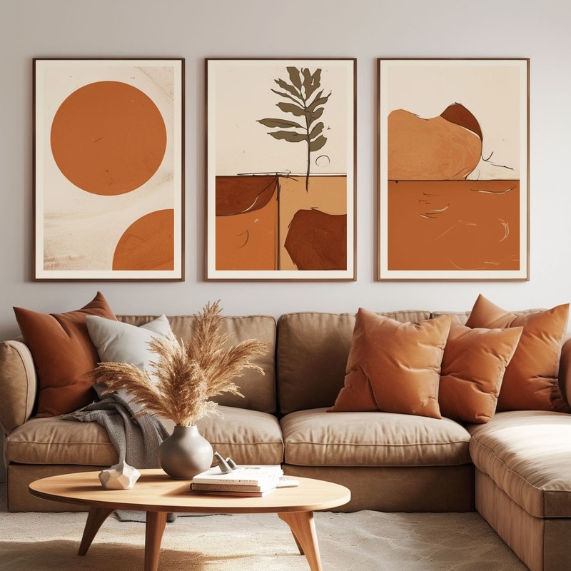 Hand-painted Oil Painting 3 Panel Creativity Wall Art Minimalism unframed #021