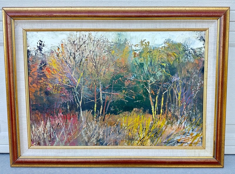 Mykola Bodnar – Autumn Forest Landscape (Original Oil Painting) Framed