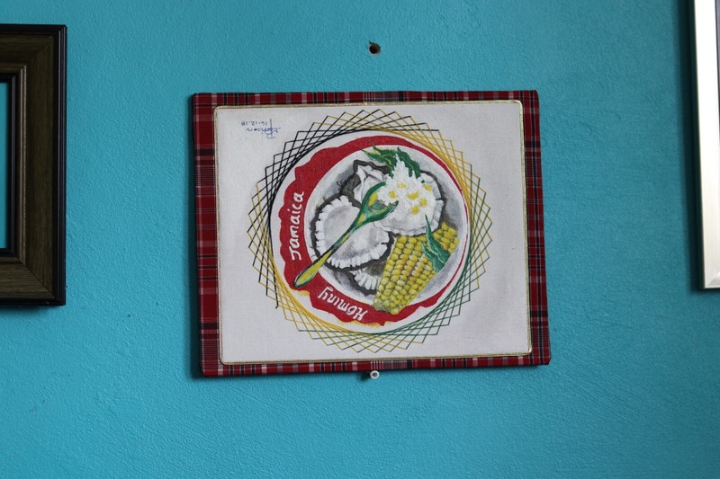 Unique Hand Painted Wall Art Cultural Jamaican Hominy Corn Market Bus Handmade
