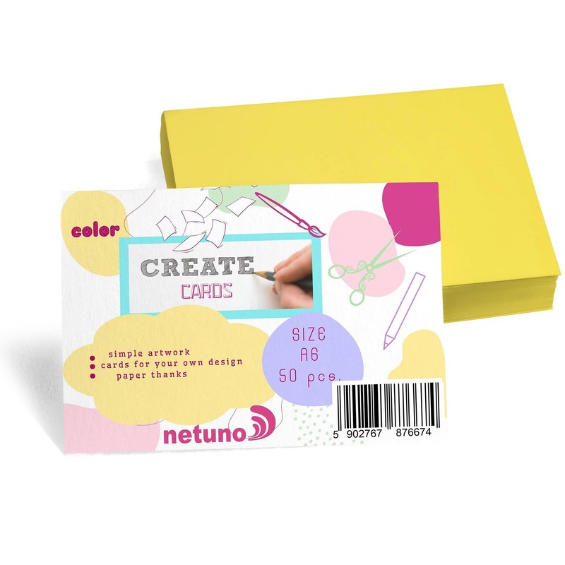 50 Pack Bristol Cardboard Yellow A6 10.5 x 14.8cm 250g Yellow Cards Blank to…