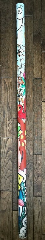 LEO LIMON 2007 Abstract L A Chicano Painting on 5 Foot Tube «Lighting Corazon»