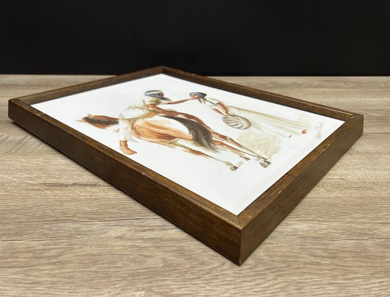 Adam Shields Signed Native American Girl & Boy On Horse Painting Art Frame gallery