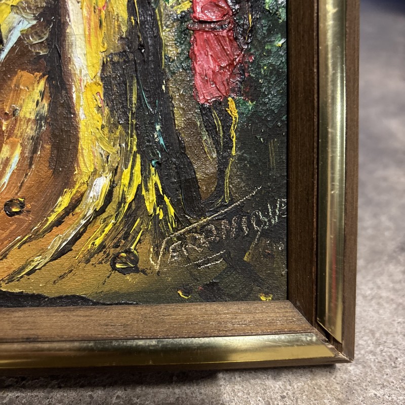 Vintage Haitian Village Oil on Canvas Framed 16 1/2" X 11 1/2" Veronique? gallery