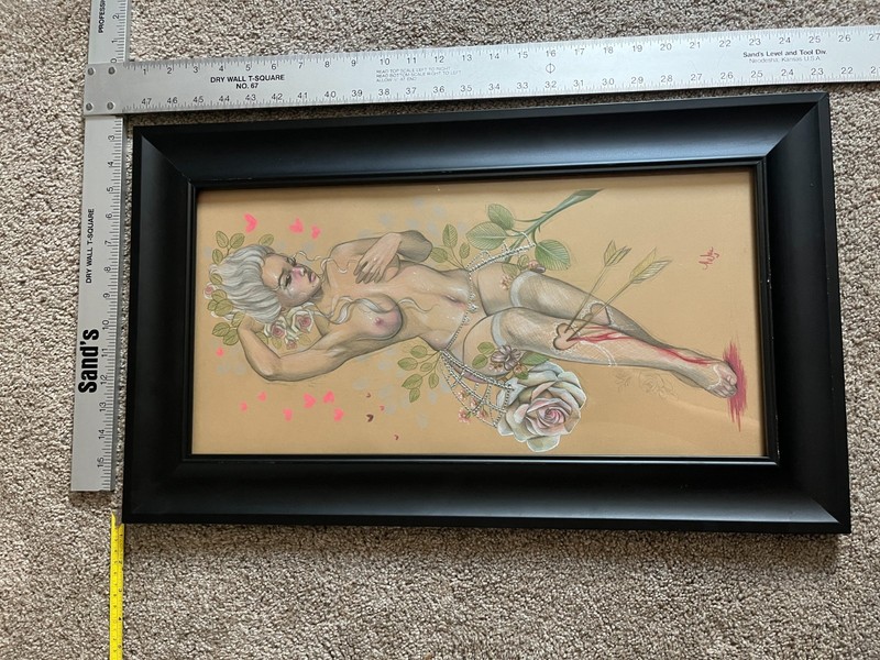 Relmartist / Relm Unknown Title 3 on paper frame Original drawing/acrylics BEE