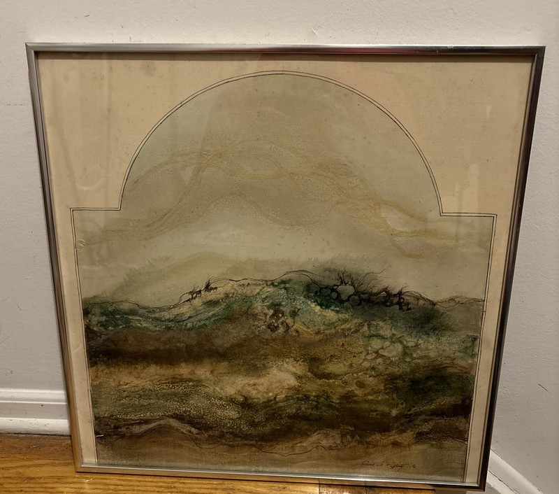 1976 Joanne Miller Rafferty (American) Mixed Media Abstract Painting Watercolor
