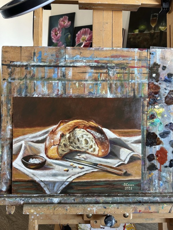 original oil painting, Bread 30x40 cm, Wall Art, Art For Kitchen, Still Life gallery
