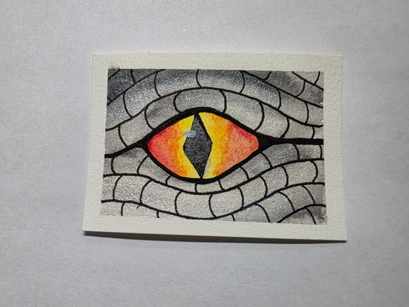 Dragon Eye – ACEO – Art – Metallic Watercolor – Ink – 2 of 12 series