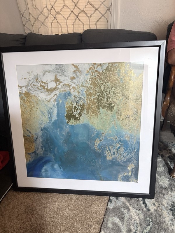 Vintage Ocean Splash II Framed Abstract Artwork 34” X 34” X 1 3/4”